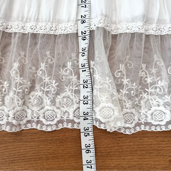 Lapis White Lace Maxi Skirt with Brown Waistband - Picture 13 of 15